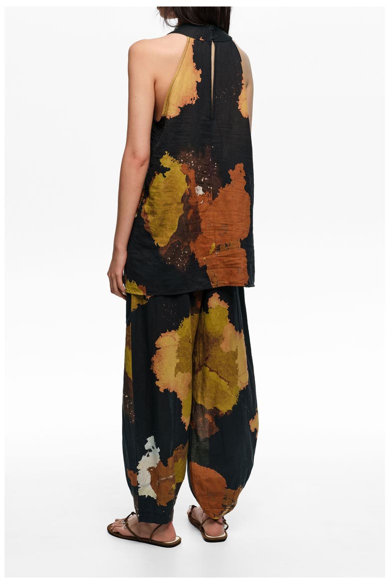 Baggy Linen-Blend Trousers, Alternate, color, BLOT XL BLACK