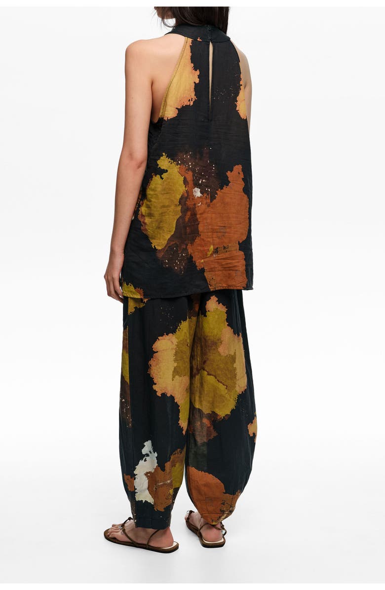 Bimba y Lola Baggy Linen-Blend Trousers, Main, color, Blot Xl Black