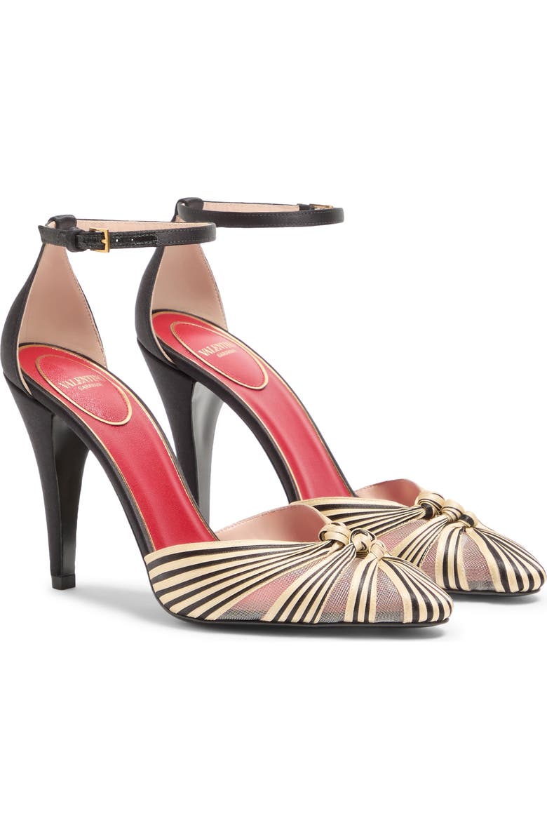 Valentino Annine Satin Ankle Strap Pump, Main, color, Black/ Beige