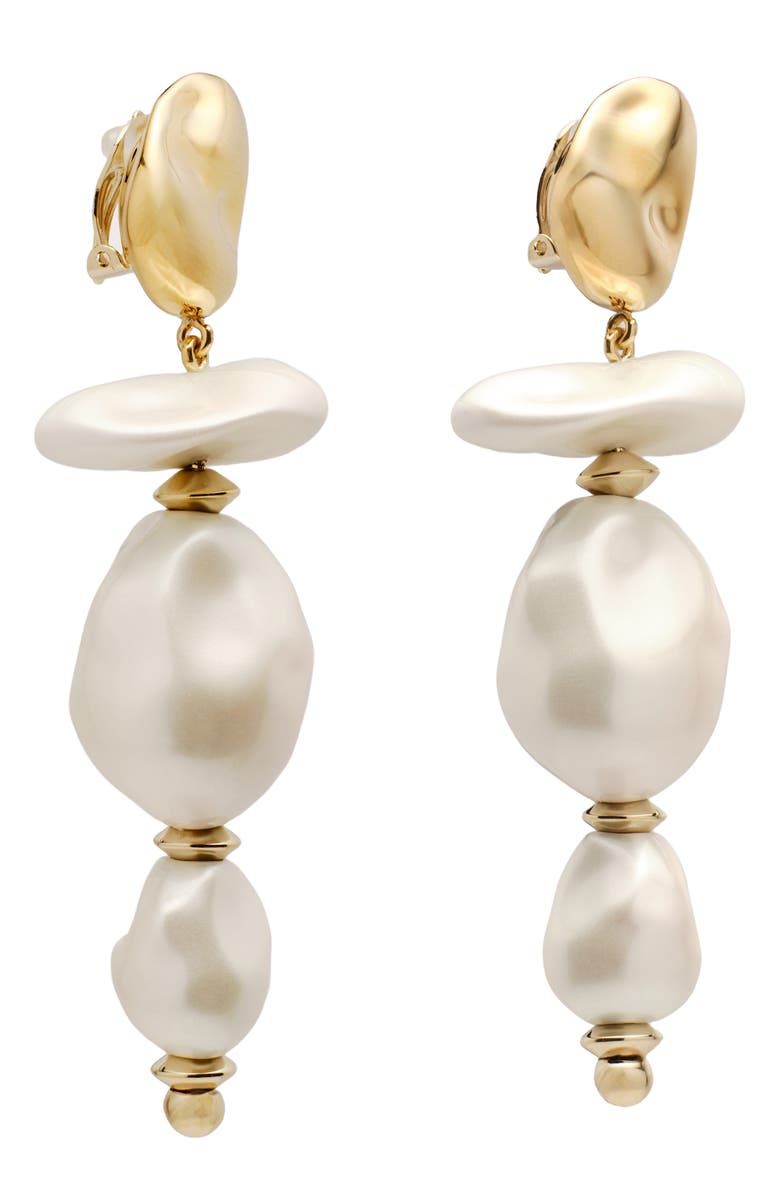 Cult Gaia Fabbie Faux Pearl Linear Drop Earrings, Alternate, color, Pearl