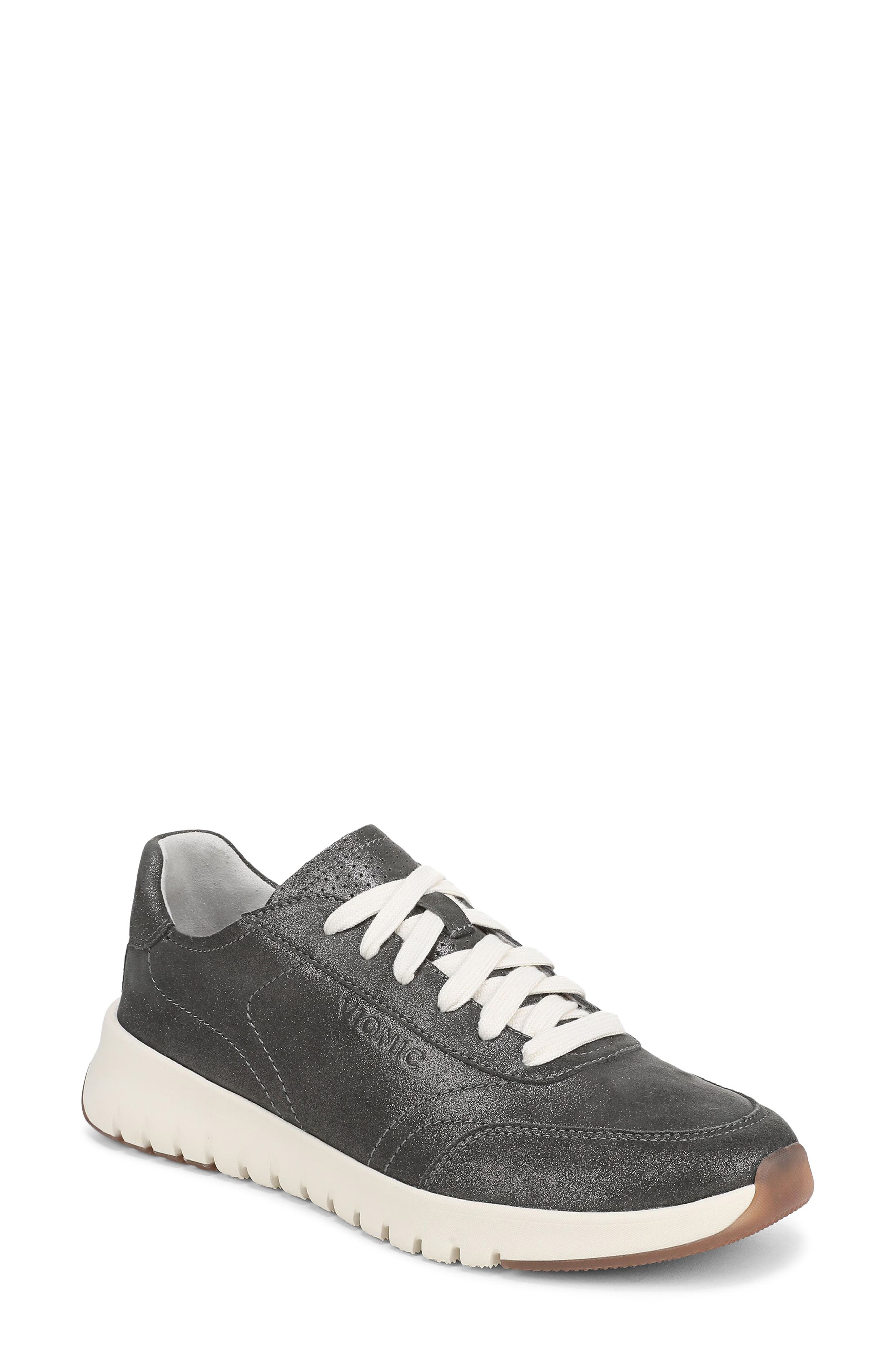 Vionic Uptown Metallic Suede Sneaker, Main, color, Polluted Silver