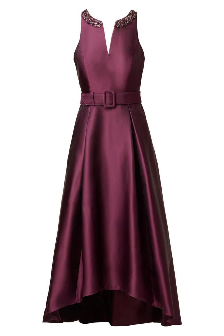 High-Low Mikado Gown, Alternate, color, PINOT NOIR