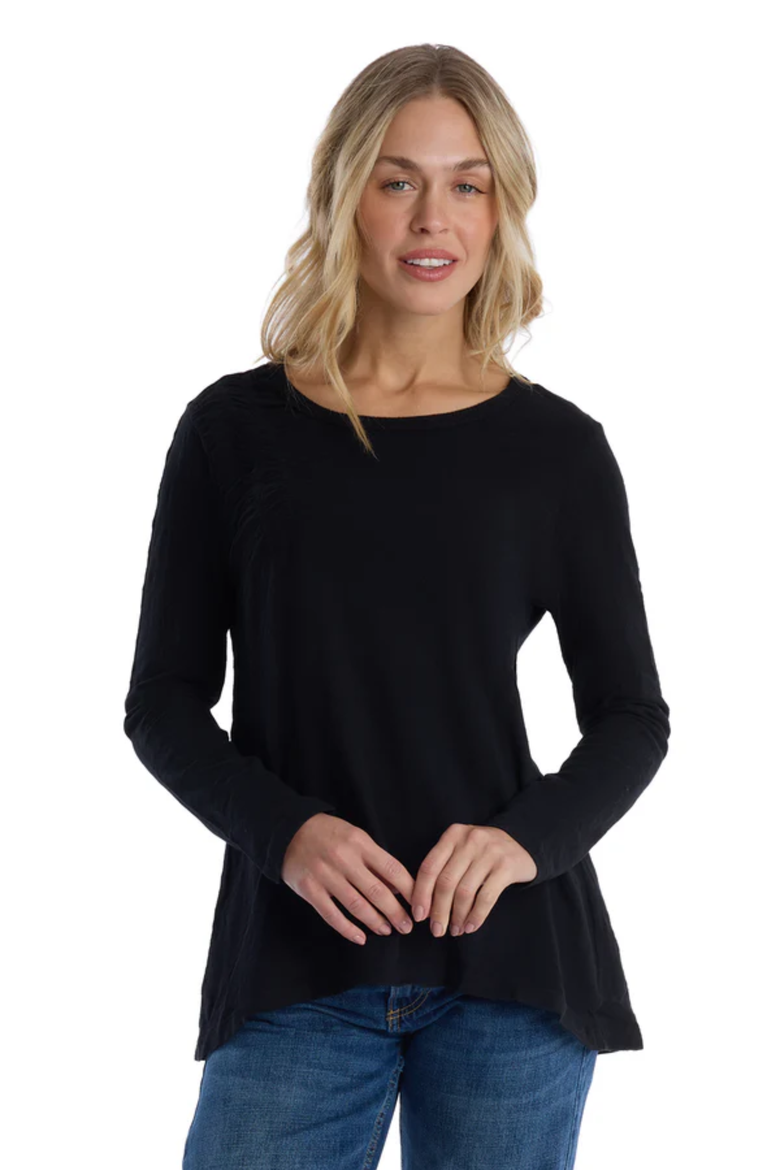 Wide Neck Long Sleeve Tee, Main, color, Black