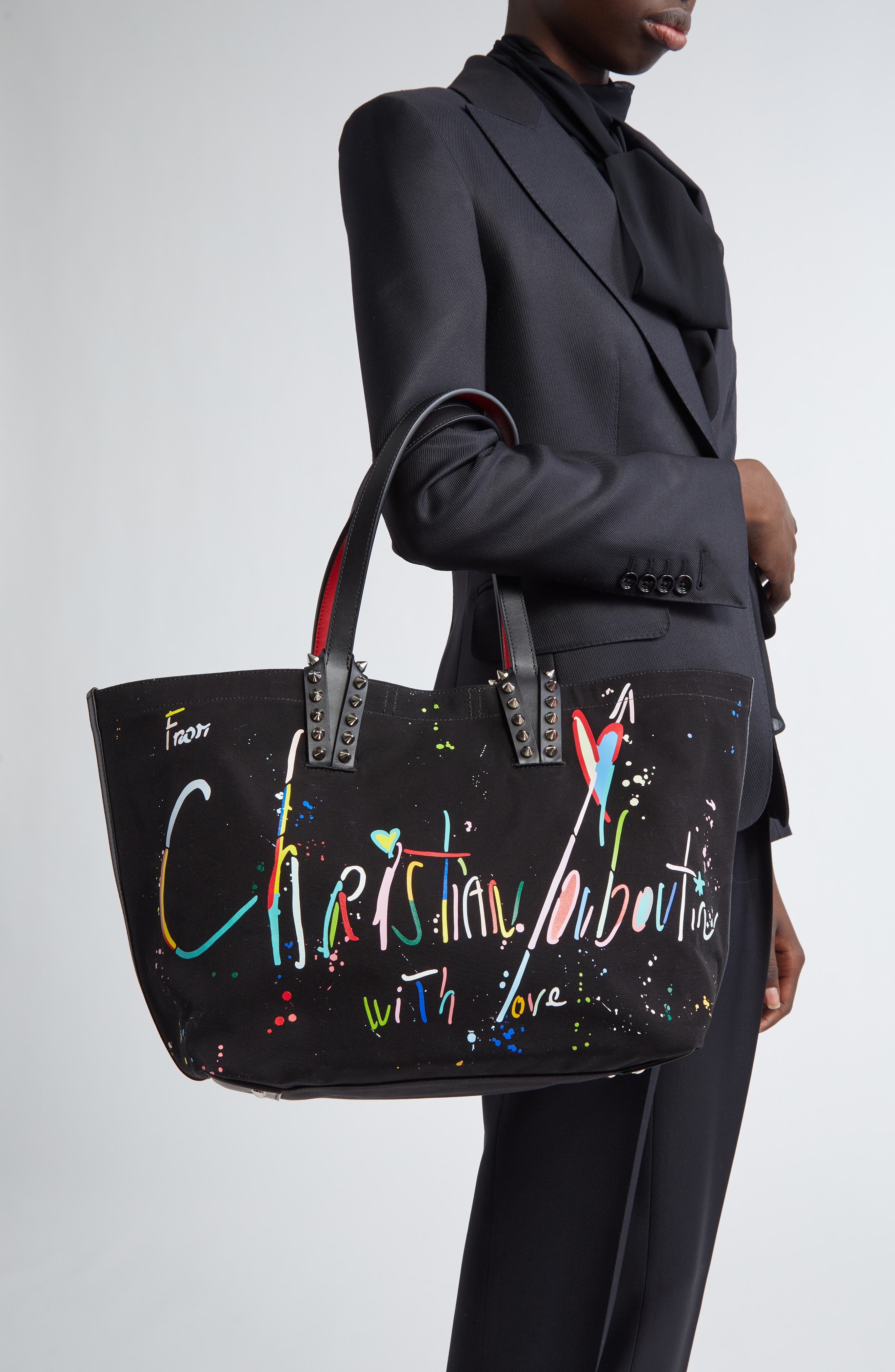 Christian Louboutin Small Cabata Canvas Tote, Alternate, color, Black