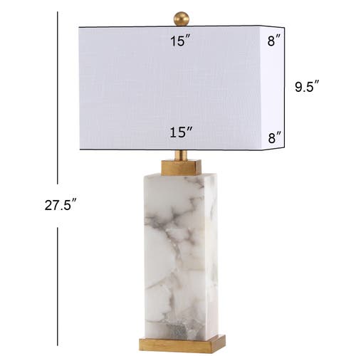 JONATHAN Y JONATHAN Y ELIZABETH 27.5" CONTEMPORARY COASTAL ALABASTER LED TABLE LAMP, WHITE/GOLD PAINTING 