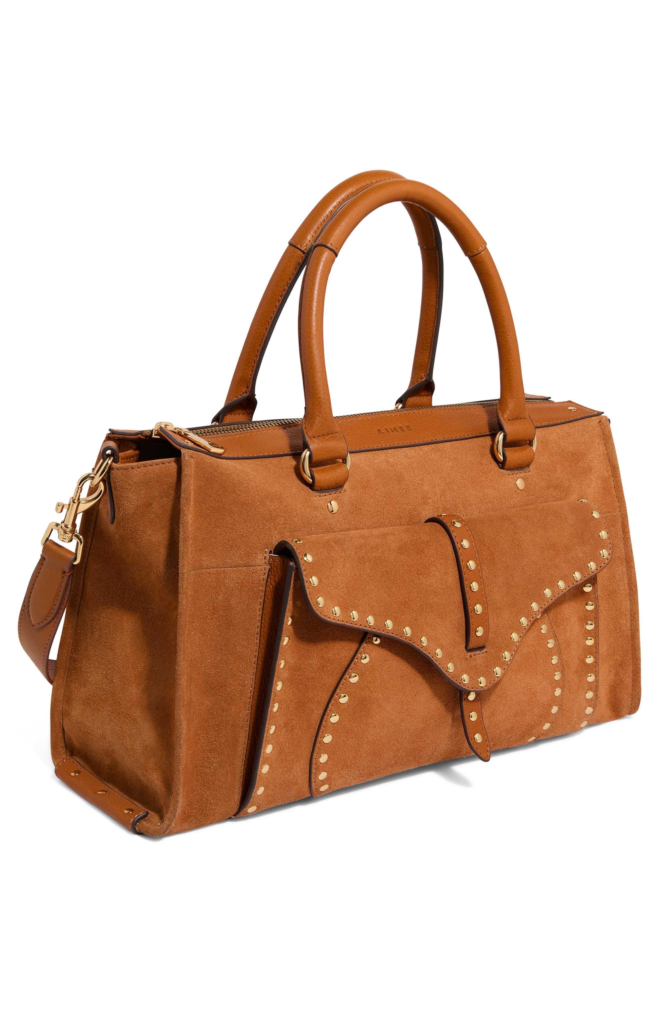 Armour Leather Satchel, Alternate, color, RUSTIC CARAMEL SUEDE