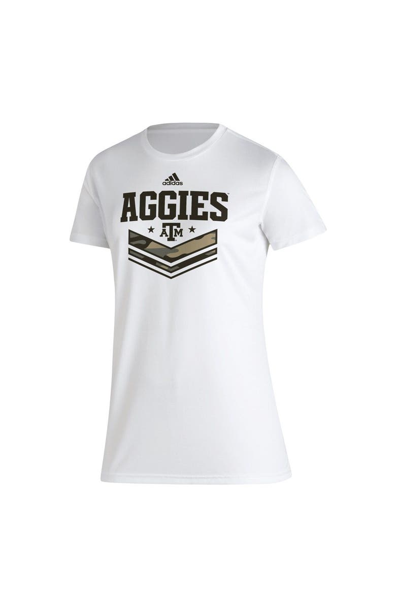 adidas Women's adidas White Texas A&M Aggies Military Appreciation AEROREADY T-Shirt, Alternate, color, White