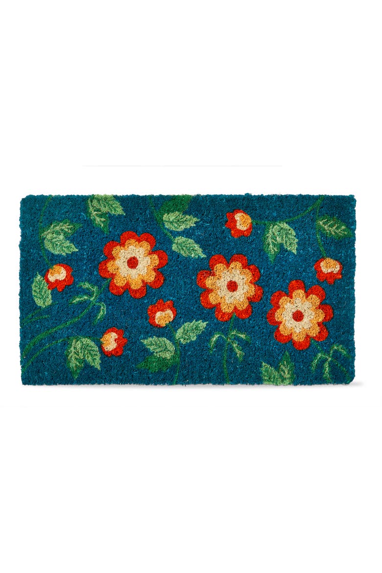 Pop Of Flowers Coir Mat Multi Coir Everyday, Main, color, Blue