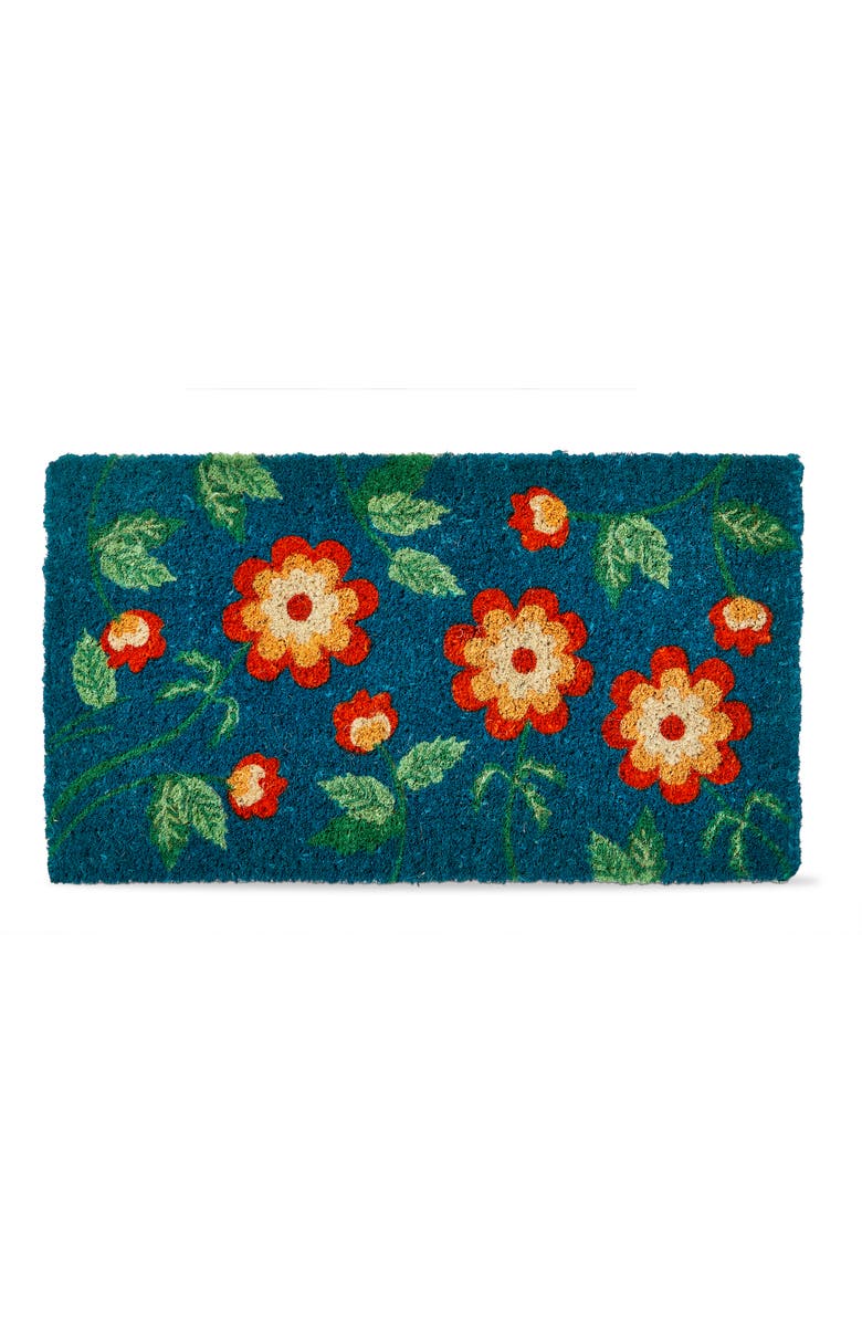 tag Pop Of Flowers Coir Mat Multi Coir Everyday, Main, color, Blue