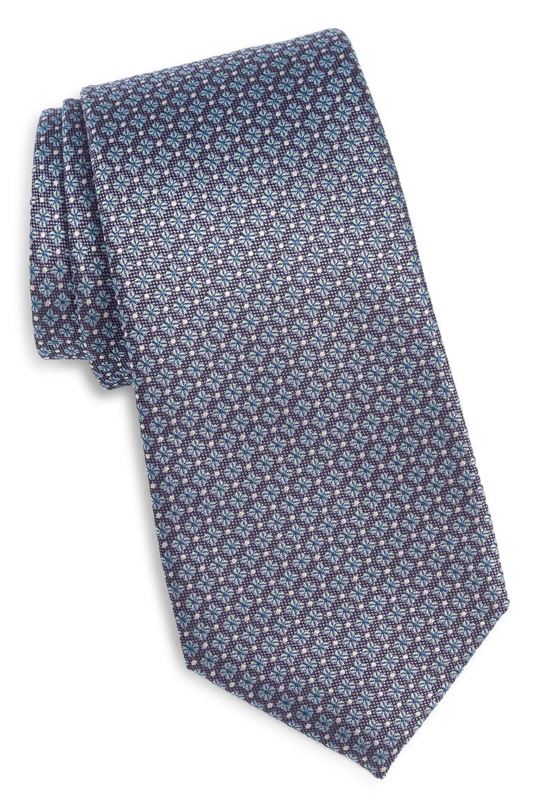 Floral Medallion Silk Tie, Main, color, LIGHT BLUE