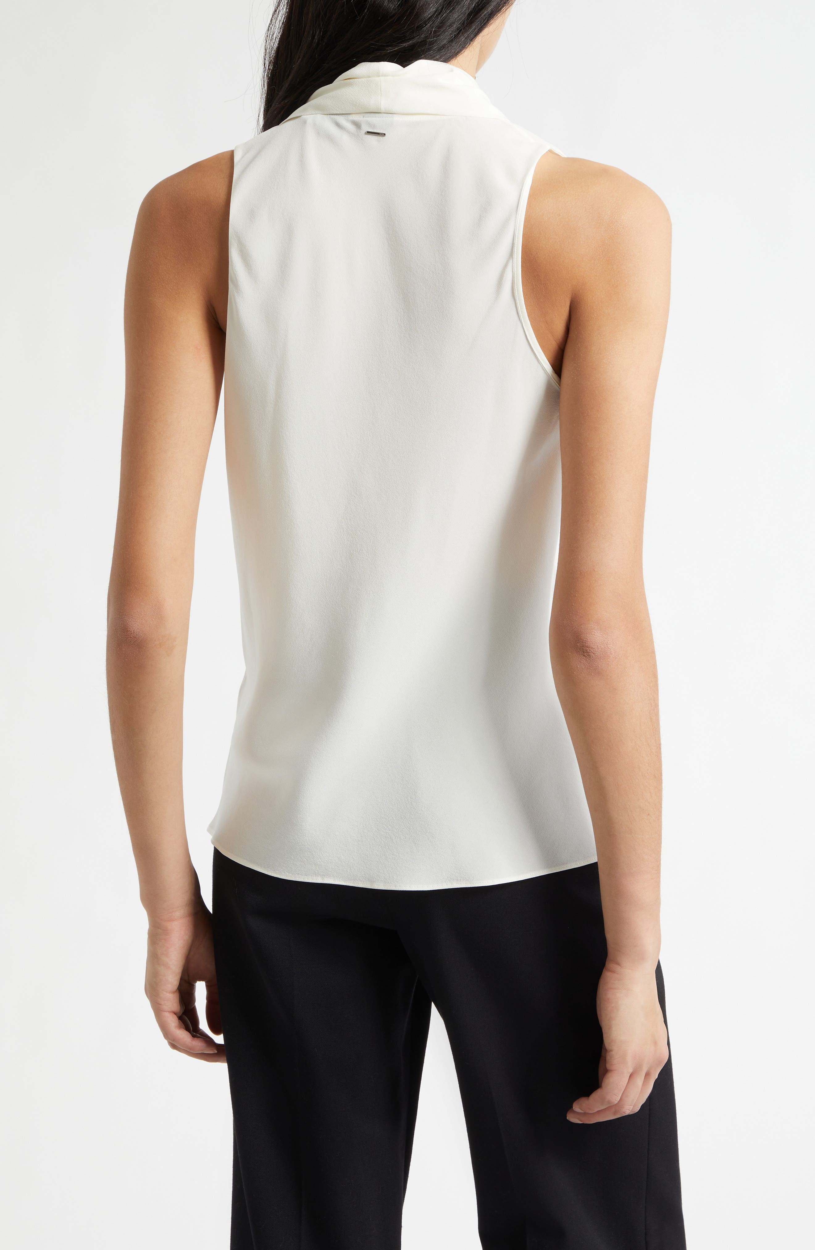 Bolaru Sleeveless Silk Shawl Collar Top - image 2