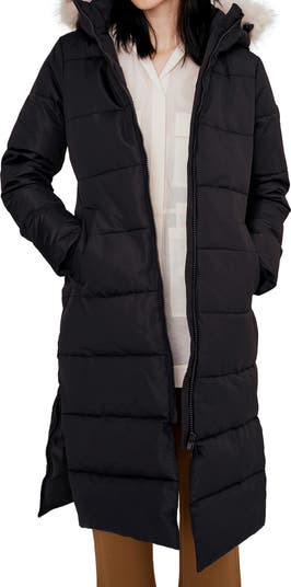 Long Parka with Faux Fur Trim