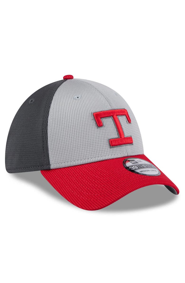 New Era Men's New Era Gray/Red Texas Rangers 2025 Batting Practice 39THIRTY Flex Hat, Alternate, color,