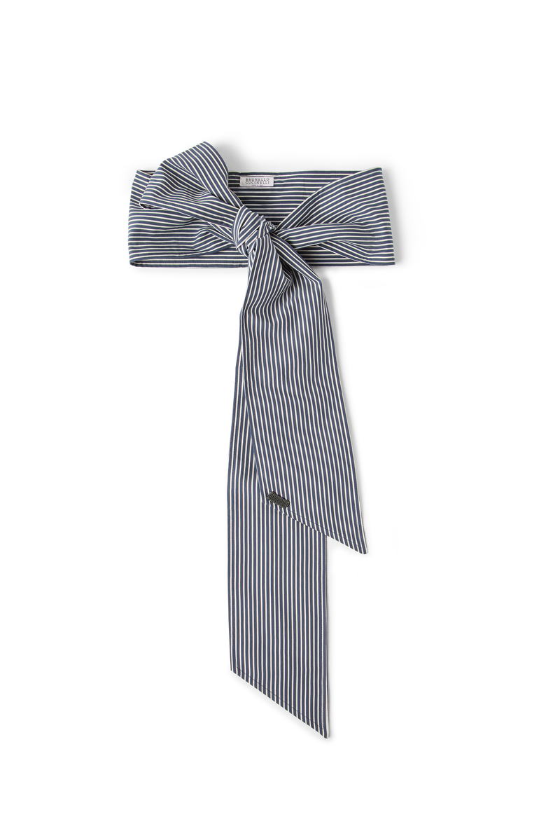 Brunello Cucinelli Poplin foulard with monili, Main, color, Blue