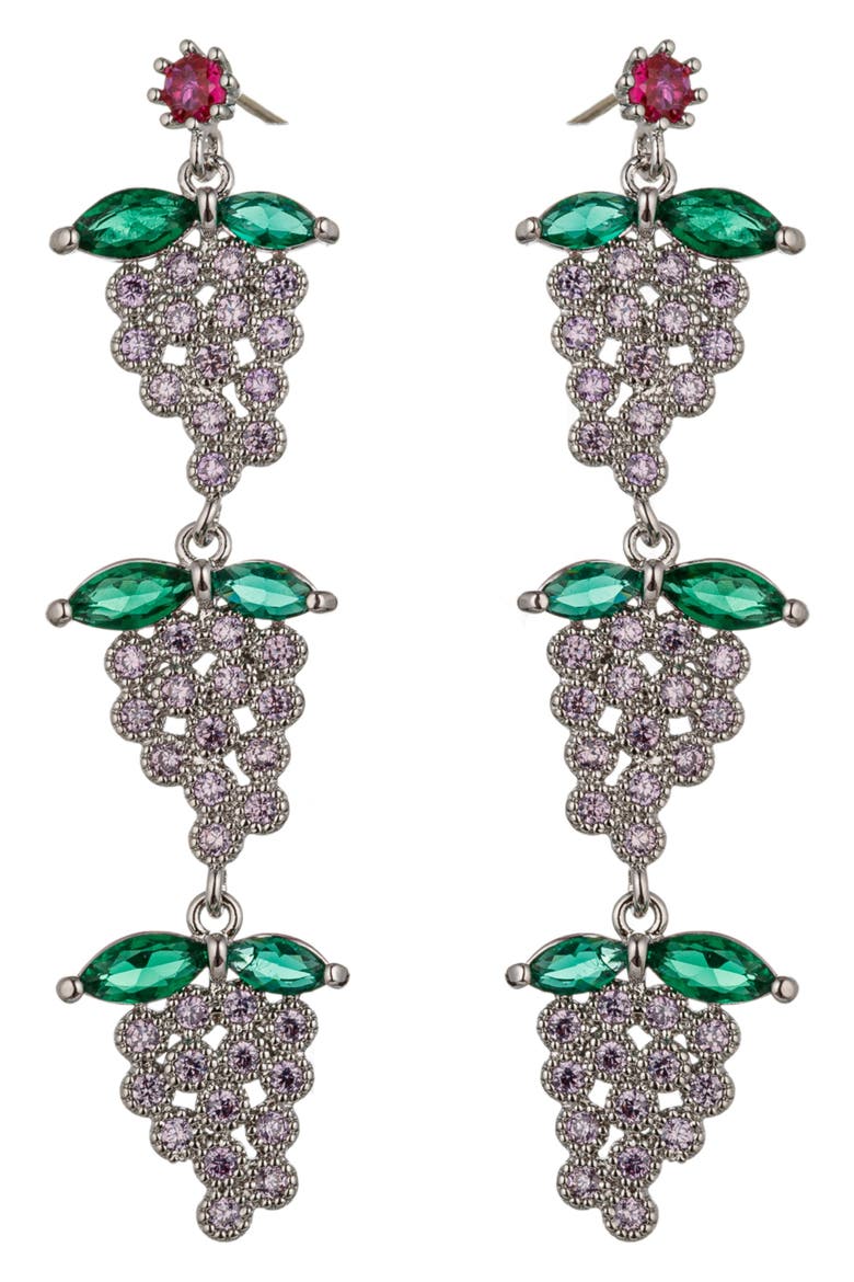Purple Grape Cubic Zirconia Drop Earrings, Main, color, PURPLE