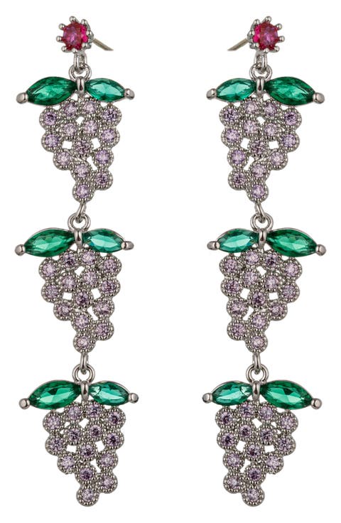 Purple Grape Cubic Zirconia Drop Earrings