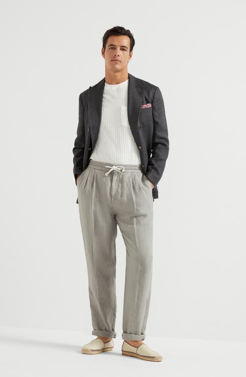 Brunello Cucinelli Leisure Fit Trousers With Drawstring In Khaki