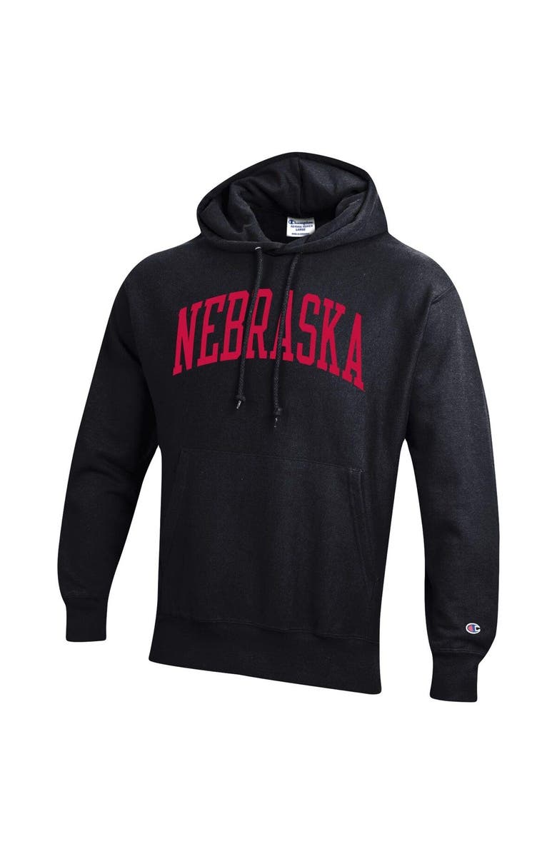 Champion Men's Champion Black Nebraska Huskers Team Arch Reverse Weave Pullover Hoodie, Alternate, color, Black