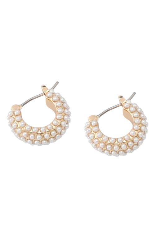 Allsaints Imitation Pearl Huggie Hoop Earrings In Gold