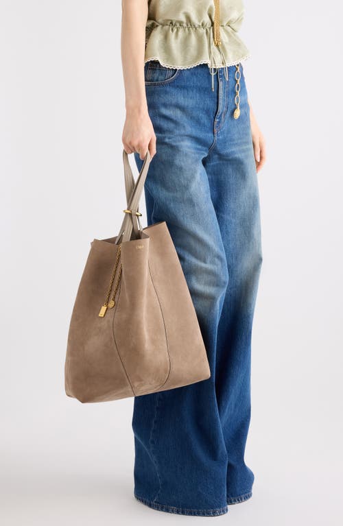 Chloé Spin Suede Tote In Gray
