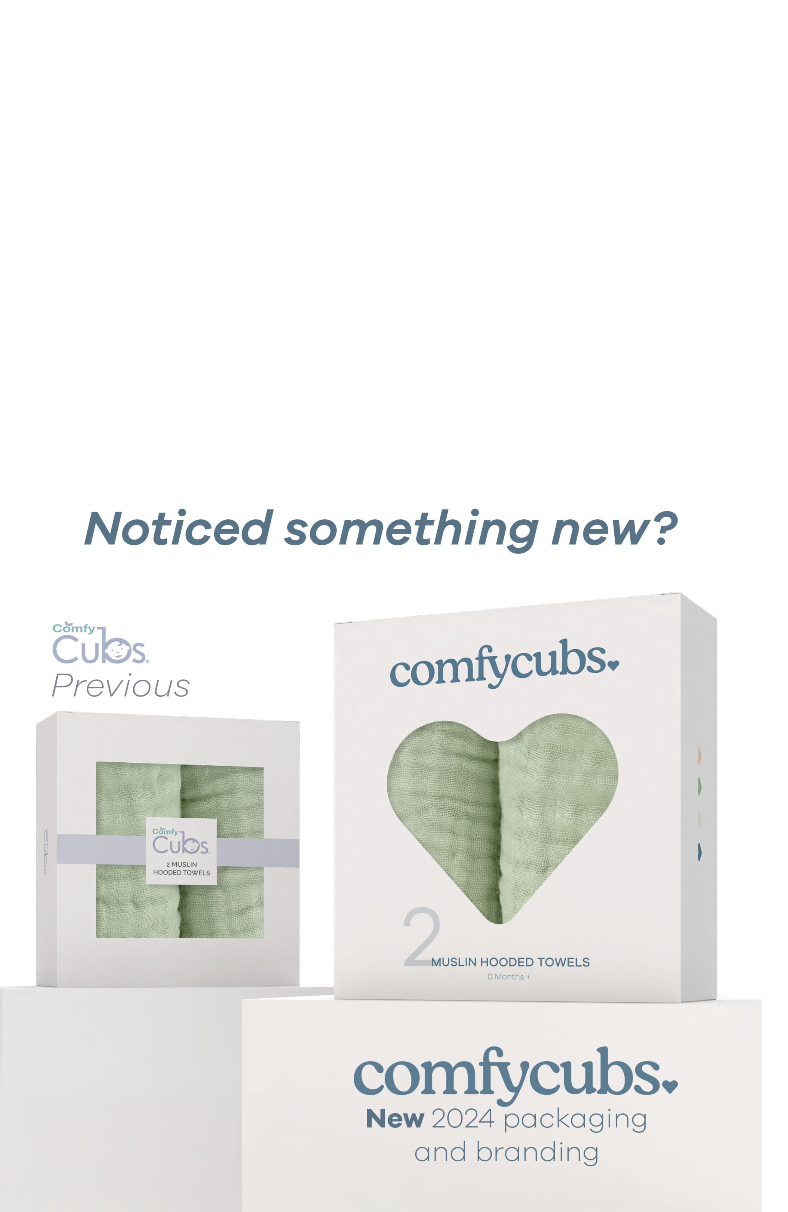 Comfy Cubs Hooded Baby Towels - 6 Layers, Pack of 2 in Sage 