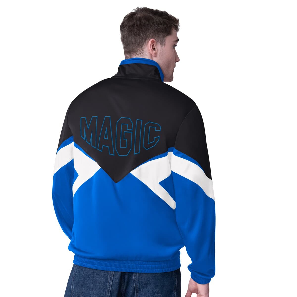 Men's Starter Black/Blue Orlando Magic Rush Applique Full-Zip Track Jacket - image 2