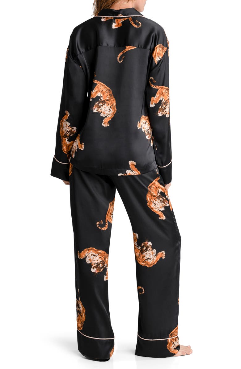 Midnight Bakery Tigress Print Satin Pajamas, Alternate, color, 