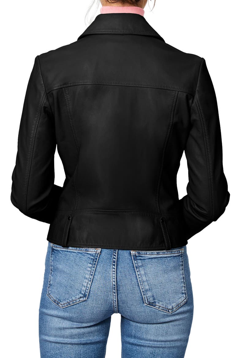 Leather Moto Jacket, Alternate, color, BLACK