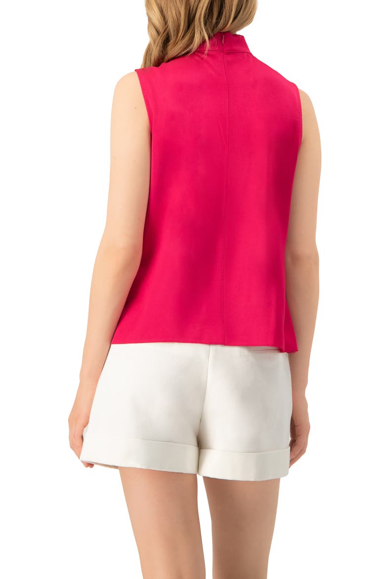 Sleeveless Satin Blouse with Neck Tie, Alternate, color, Fuchsia