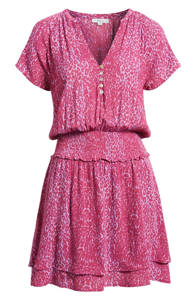 Rails Karla Leopard Print Tiered Dress, Alternate, color, Magenta Cheetah