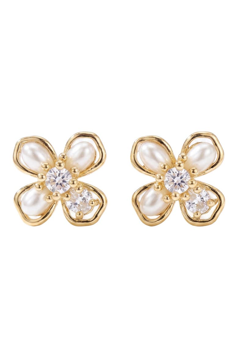 Indu Flower Studs, Main, color, Gold