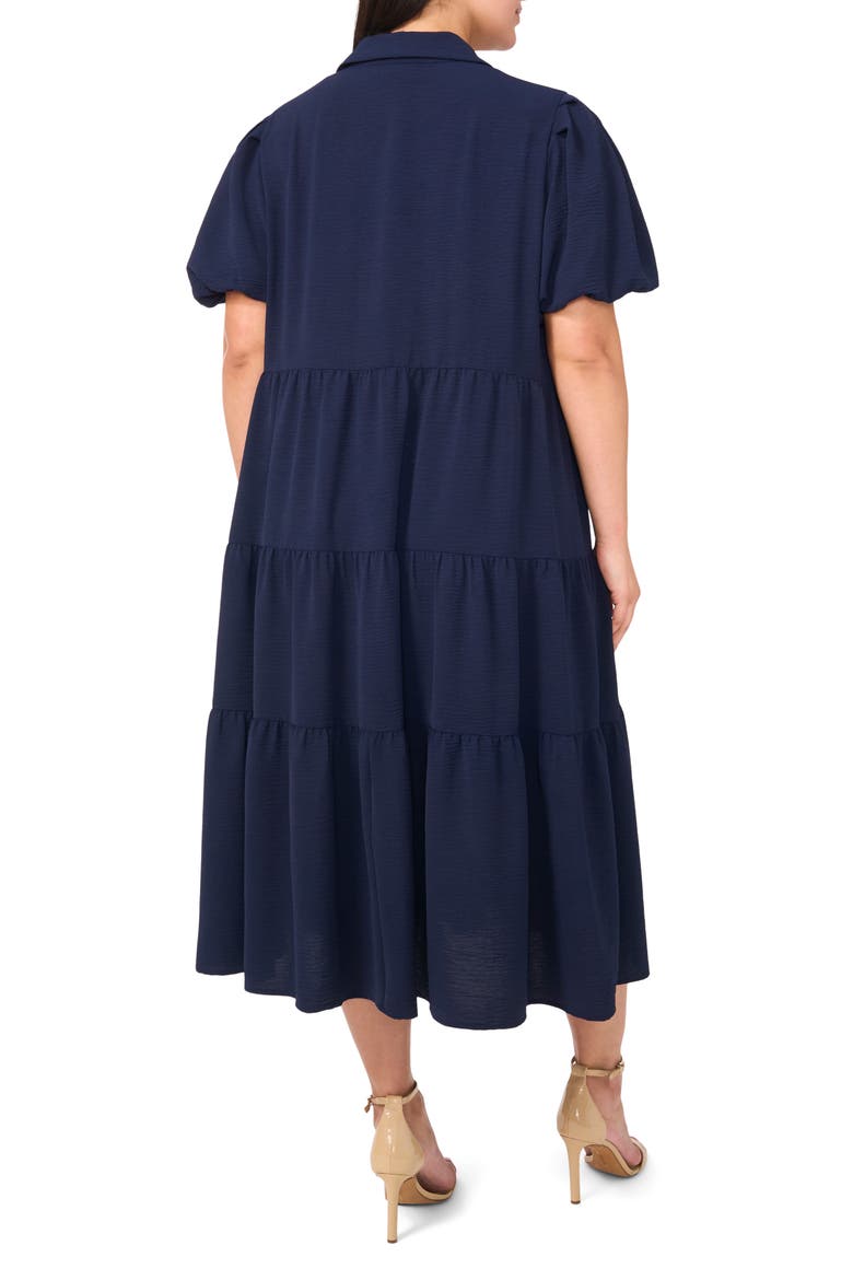 Puff Sleeve Tiered Maxi Shirtdress, Alternate, color, CLASSIC NAVY