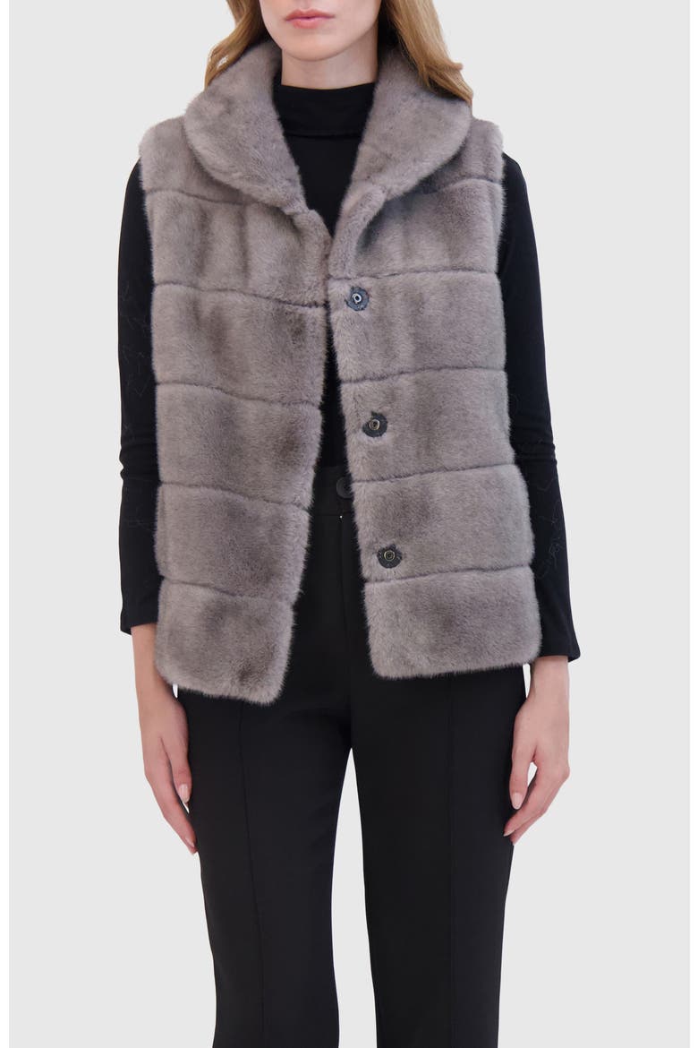Fur-Free Mink Faux Fur Vest, Alternate, color, DARK GRAY