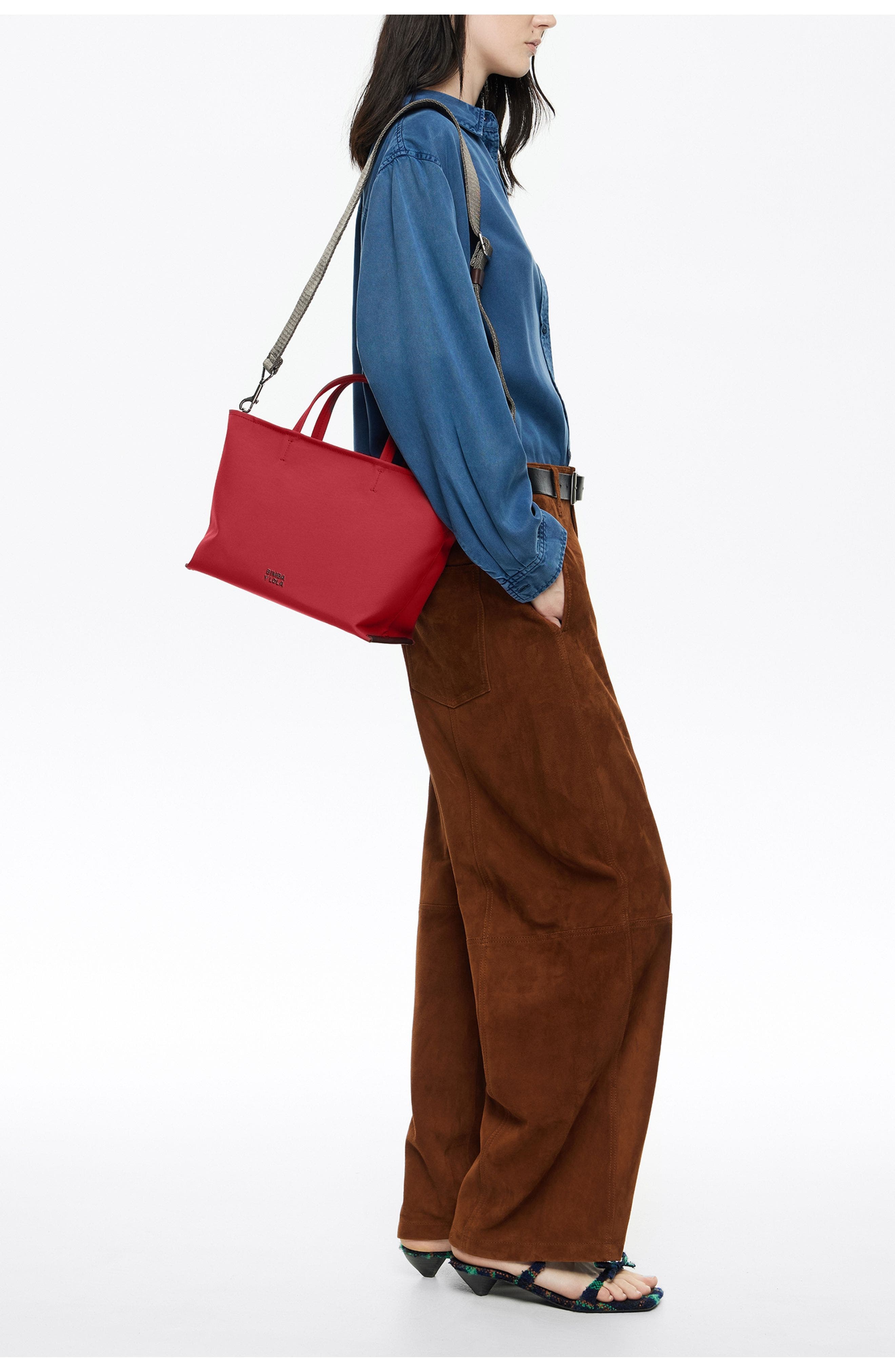 Bimba y Lola Small Nylon Chihuahua Shopper Bag, Alternate, color, Dark Red