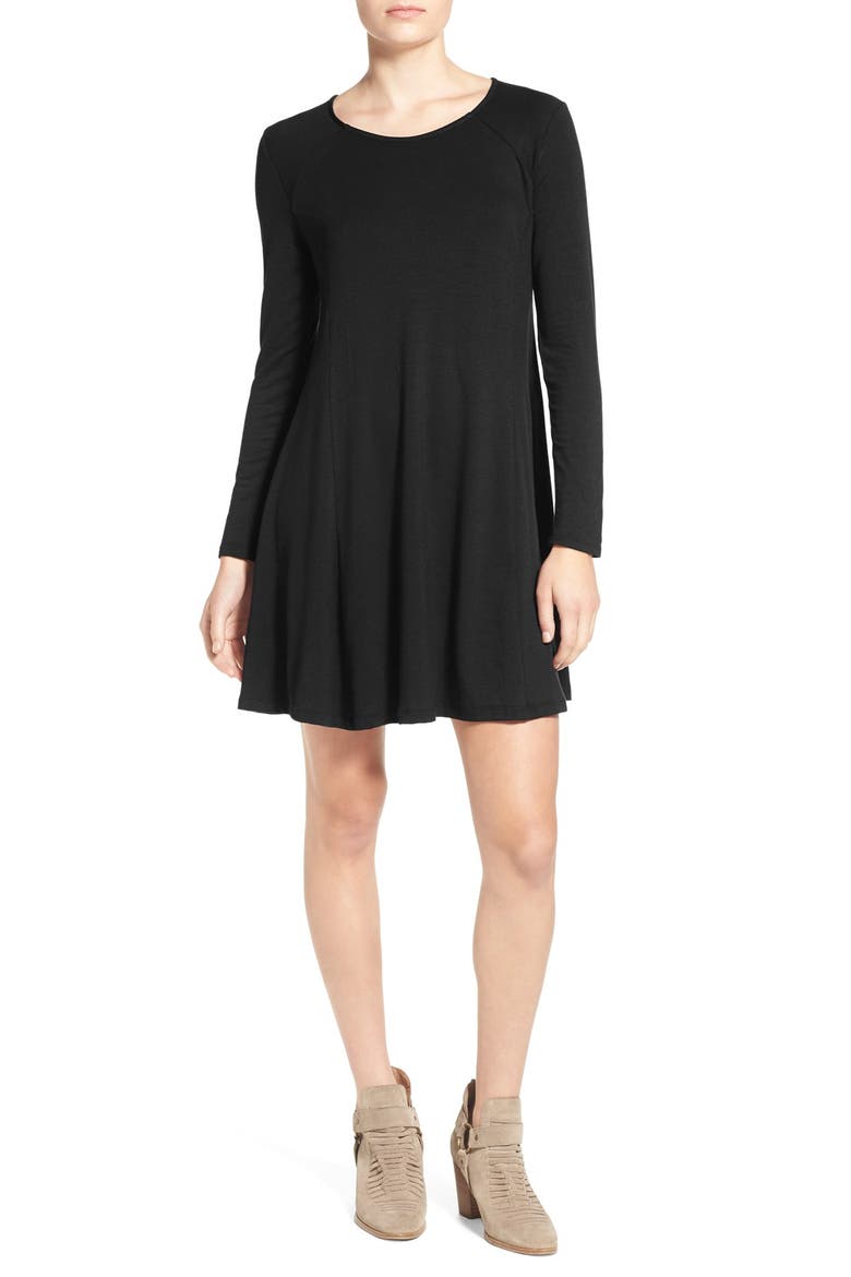 Lauren' Long Sleeve Shift Dress, Main, color, BLACK