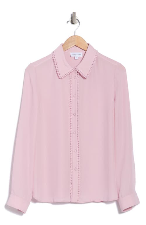Gemma + Jane Lace Trim Button-up Shirt In Pink