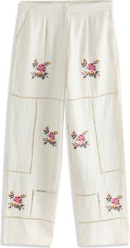 NEXT Floral Embroidered Wide Legs Pants