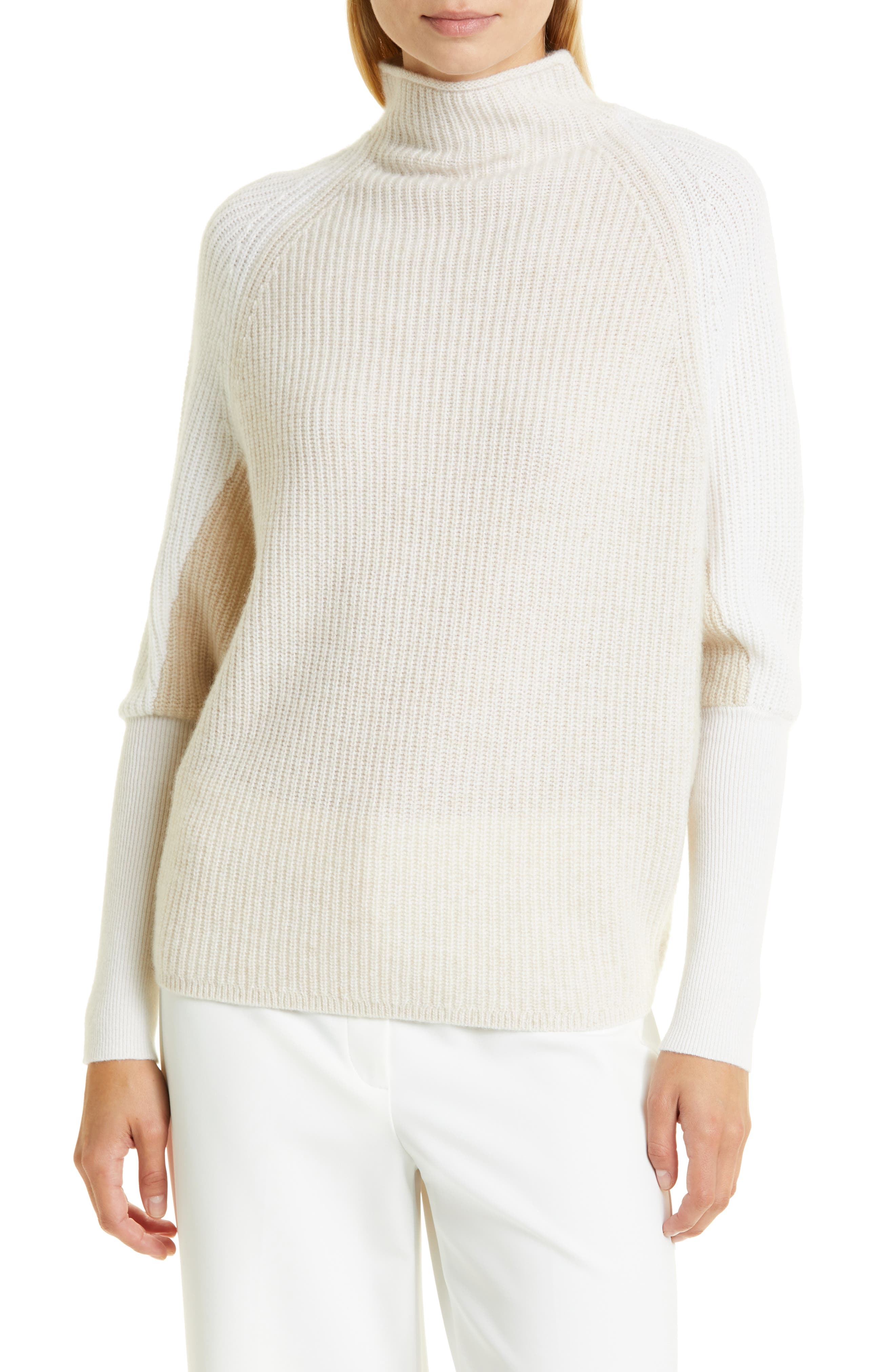 Club Monaco Emma Colorblock Mock Neck Cashmere Sweater