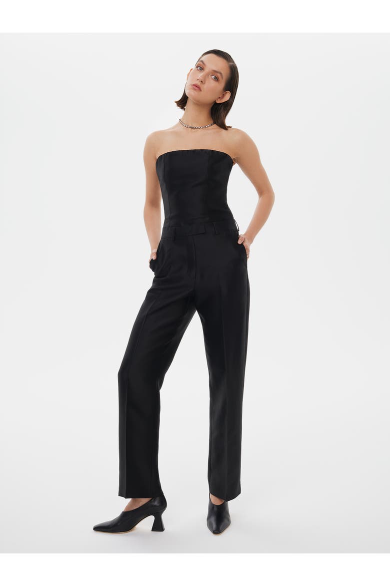 Tailored Silk Wool Pants, Alternate, color, Black
