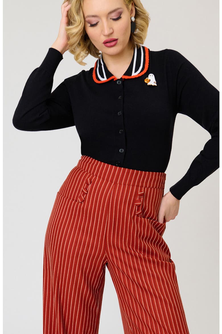 1940s Ginger Wide Leg Pants, Alternate, color, Orange Pinstripe