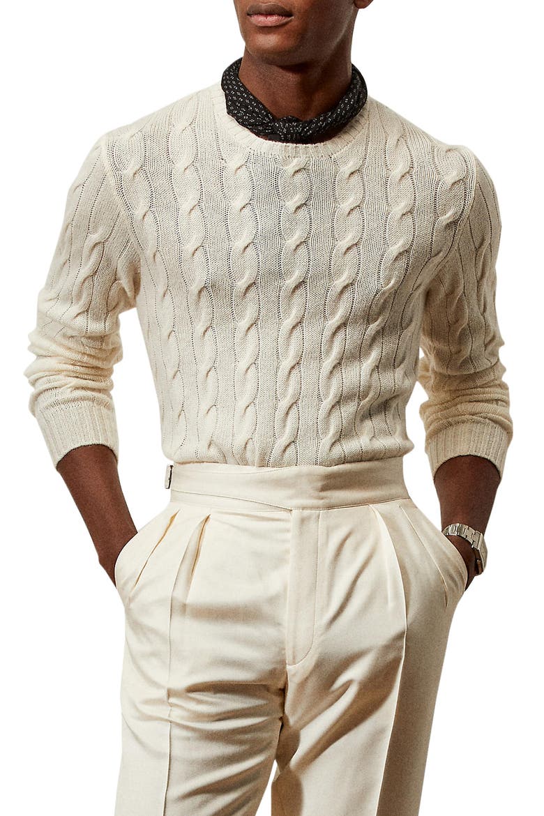 Cable Knit Cashmere Sweater, Main, color, CLASSIC CREAM