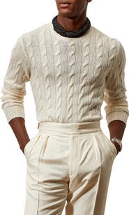 Ralph Lauren Purple Label Cable Knit Cashmere Sweater