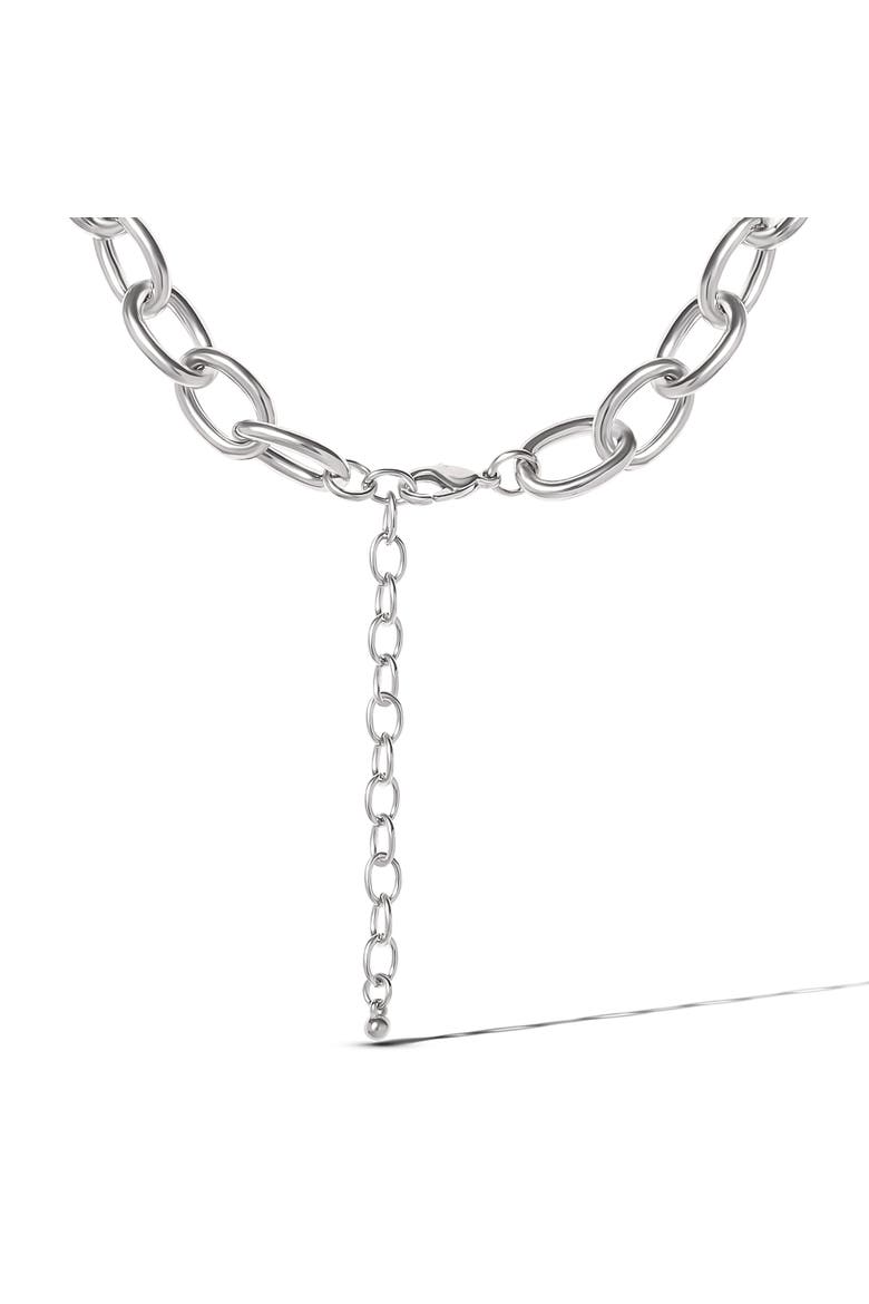 Silver-Tone Oval Pavé Link Statement Necklace, Alternate, color, Silver