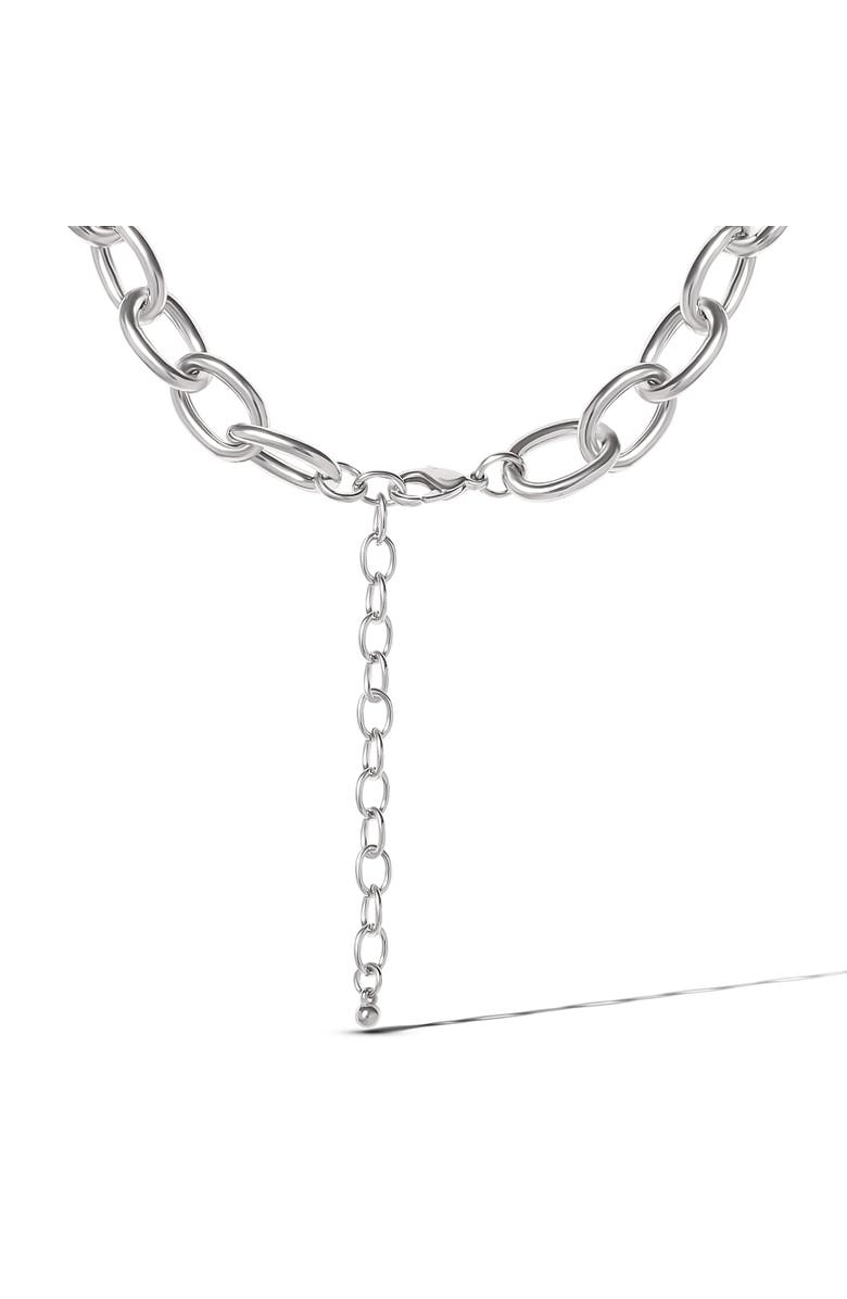 Jessica Simpson Silver-Tone Oval Pavé Link Statement Necklace, Alternate, color, Silver
