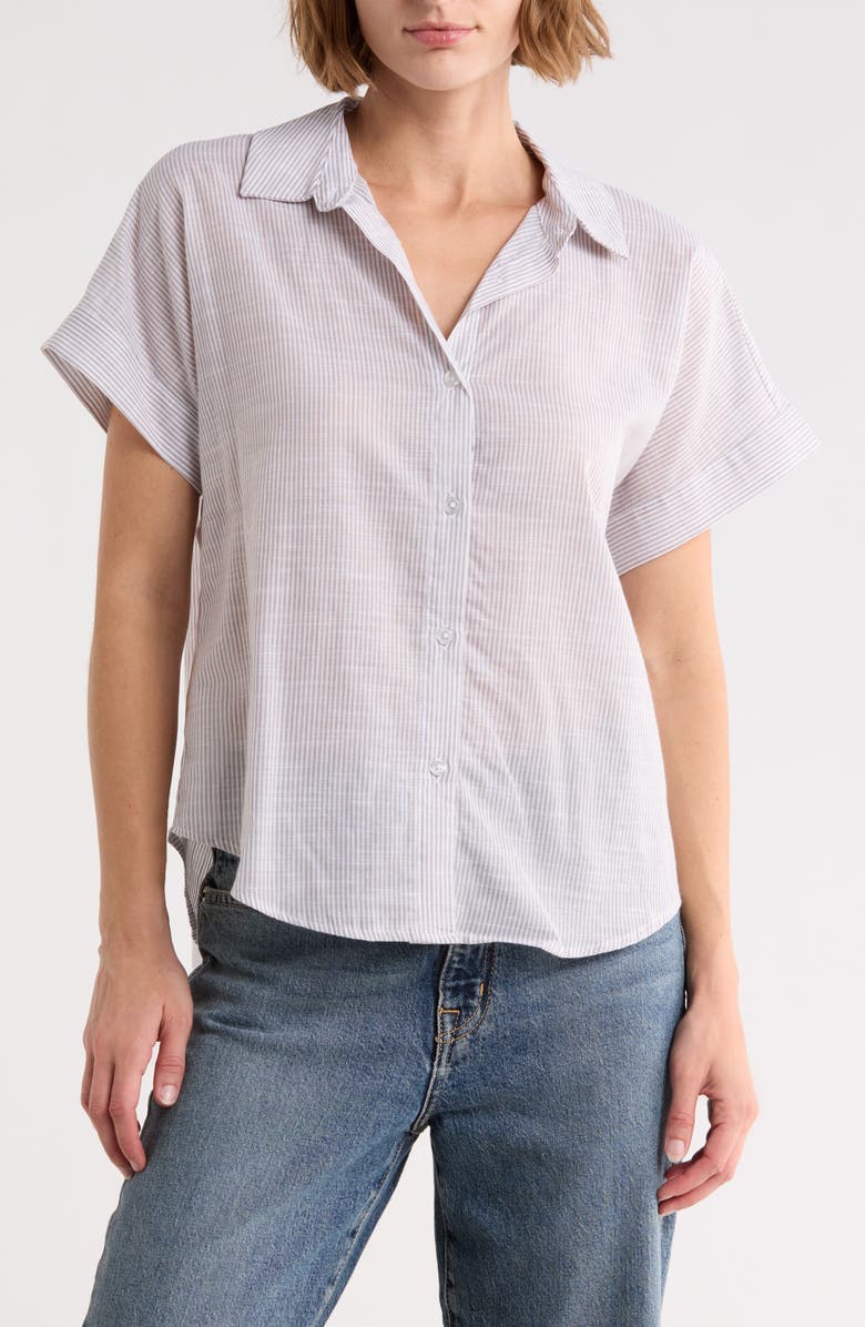 Trove New York The Ruched Button-Up Shirt, Main, color, Sage Tint