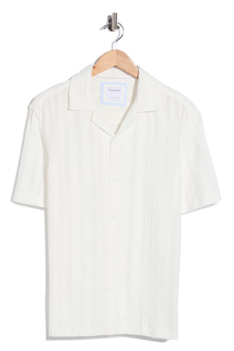 Stripe Textured Camp Shirt, Alternate, color, WHITE