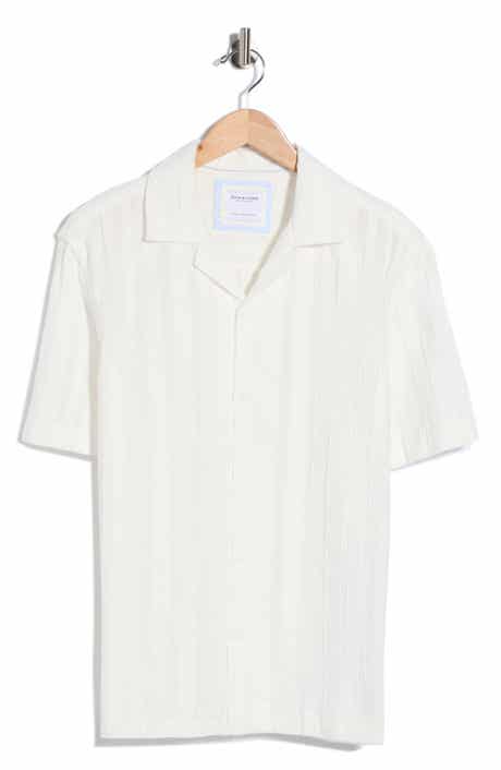 DENIM AND FLOWER Stripe Textured Camp Shirt