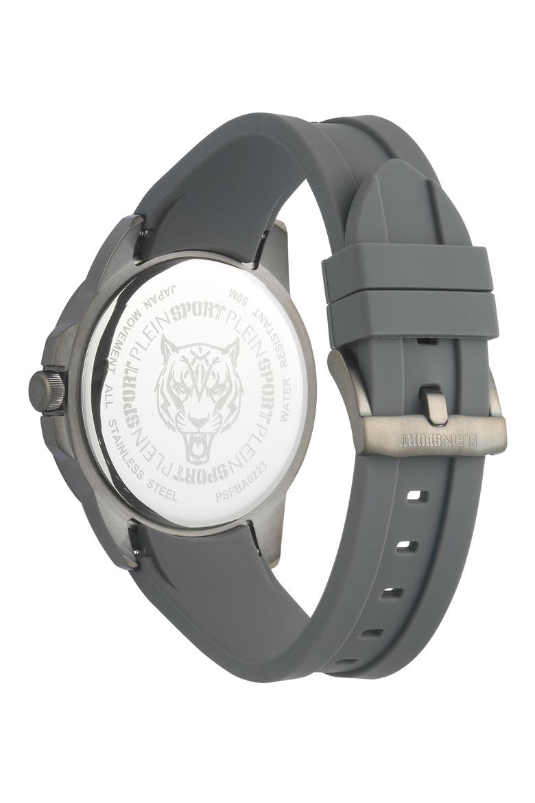 Touchdown Silicone Strap Watch, 44mm, Alternate, color, GUN