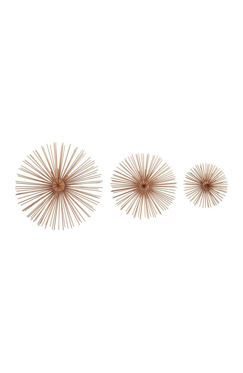 COSMO BY COSMOPOLITAN Copper Metal 3D Starburst Wall Decor - Set of 3, Alternate, color,