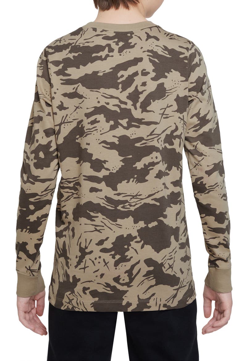 Kids' Sportswear Camo Long Sleeve T-Shirt, Alternate, color, LIMESTONE